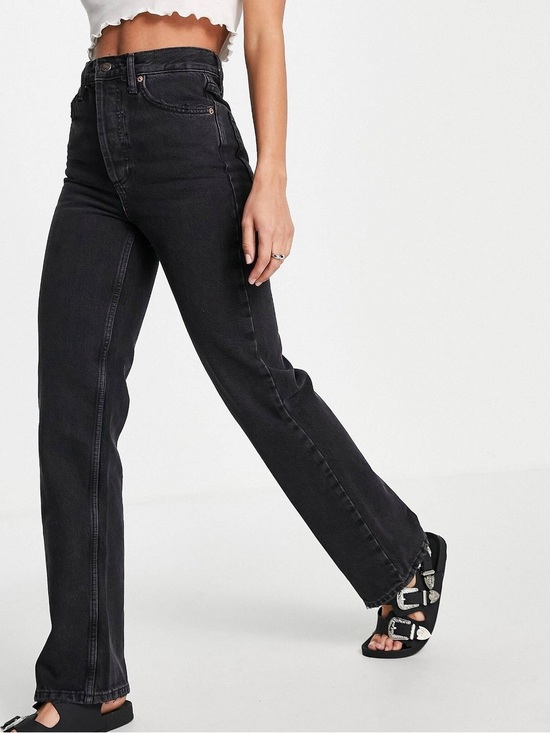 Topshop Denim - Topshop Hourglass Kort High Rise Charcoal Straight-Leg Jeans